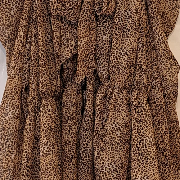 ZARA LEOPARD PRINT PUSSYCAT BOW TIE 90'S STYLE BLOUSE IN BLACK/BROWN SZ M - Picture 9 of 15
